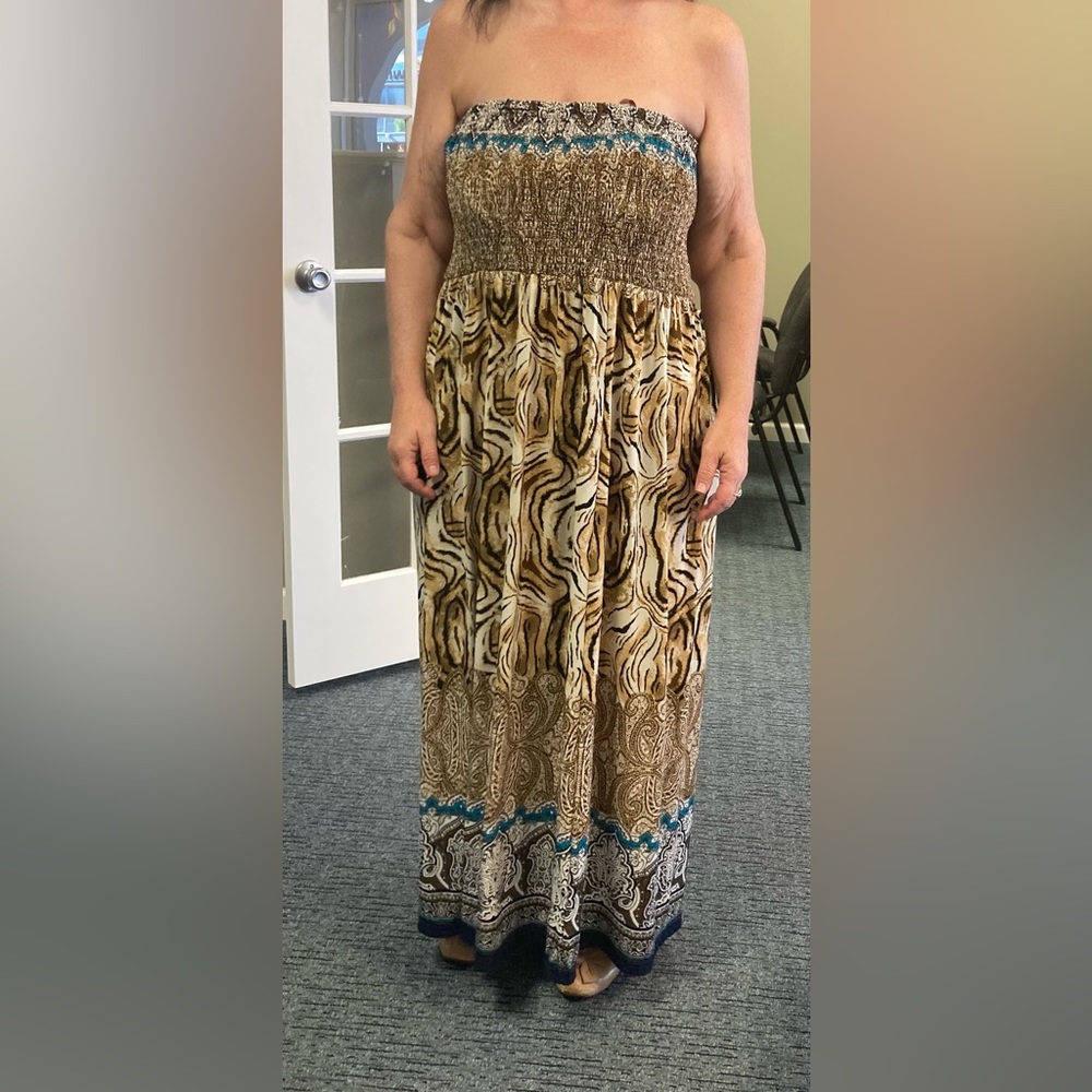 Safari Print Plus Sized Maxi Dress